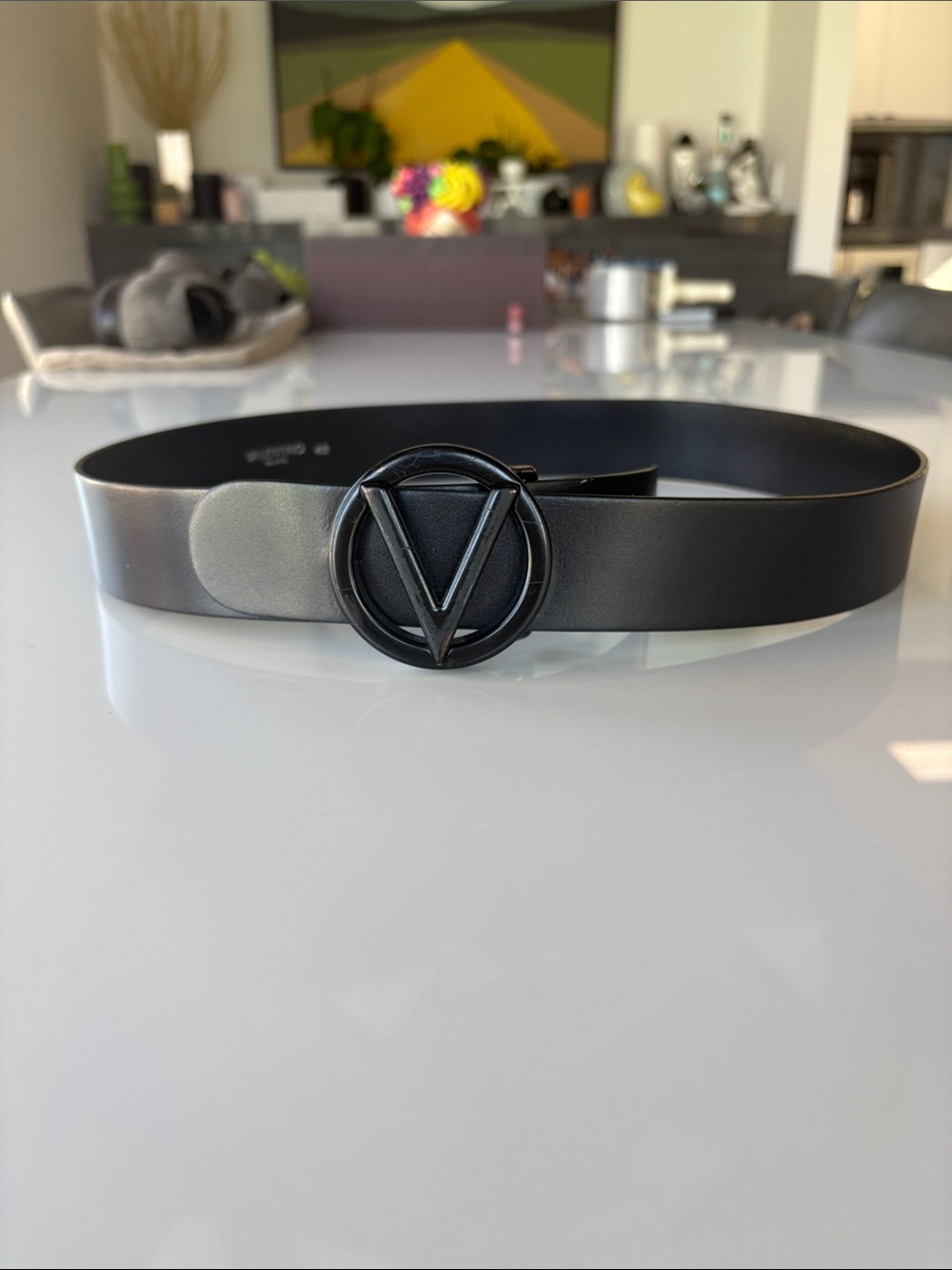 Men's Black Valentino Leather Belt.